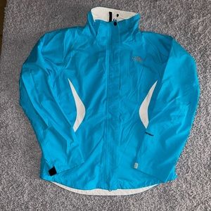 Womens The North Face Hyvent Teal Blue Waterproof Ski Snow Shell Jacket Medium